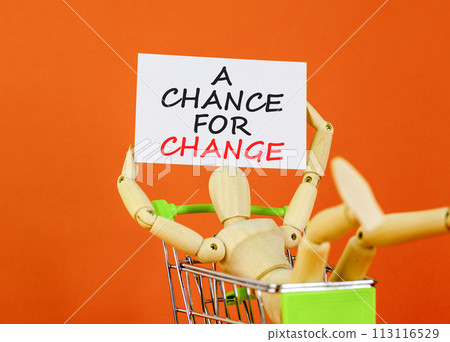 A chance for change symbol. Concept words A chance for change on beautiful white paper. Beautiful orange background. Voter model. Business A chance for change concept. Copy space. 113116529