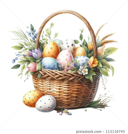 easter egg basket clipart watercolor 113116745