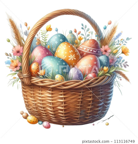 easter egg basket clipart watercolor 113116749