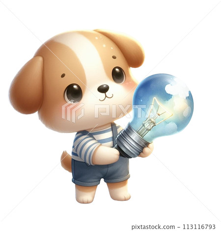 dog holding a light bulb clipart watercolor dog holding a light bulb clipart watercolor 113116793