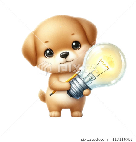 dog holding a light bulb clipart watercolor dog holding a light bulb clipart watercolor 113116795