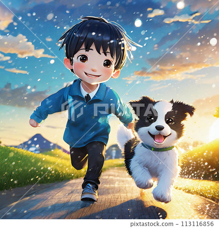 奔跑的男孩 113116856