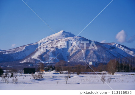 View of Niseko Annupuri from Arishima Memorial Park in winter View of Niseko Annupuri from Arishima Memorial Park in winter 113116925