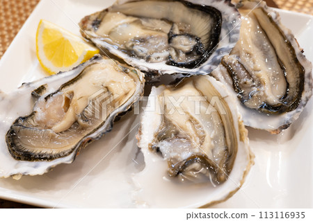 Delicious raw oysters from Akkeshi, Hokkaido Delicious raw oysters from Akkeshi, Hokkaido 113116935