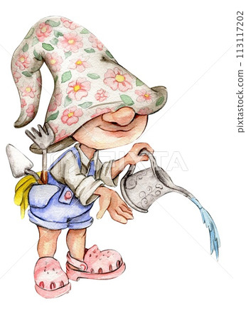 Watercolor hand drawn cute Nordic Scandinavian gnome. Hand drawn illustration . Design for baby shower party, birthday, cake, holiday celebration design, greetings cards, invitation. Watercolor hand drawn cute Nordic Scandinavian gnome. Hand drawn illustration . Design for baby shower party, birthday, cake, holiday celebration design, greetings cards, invitation. 113117202