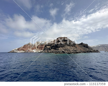 Rocky shores of Santorini island Rocky shores of Santorini island 113117359