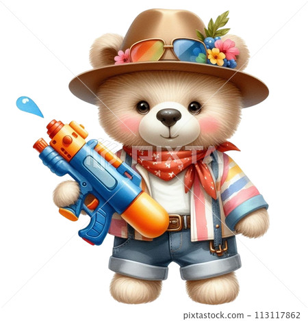 Bear holding a water gun clipart watercolor Bear holding a water gun clipart watercolor 113117862