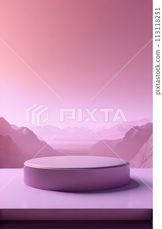 mountain view of 3d podium wallpaper 113118251