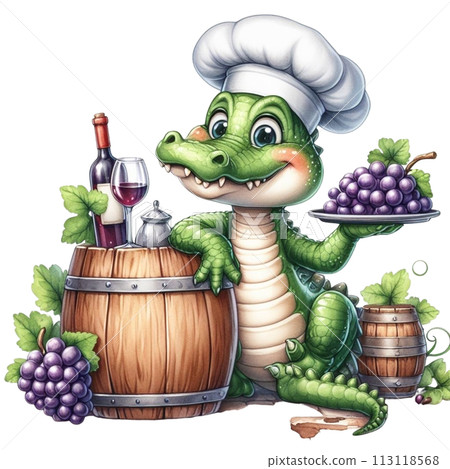 Crocodile holding grapes clipart watercolor Crocodile holding grapes clipart watercolor 113118568