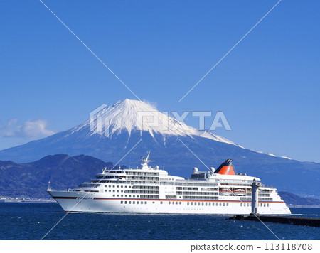 Shizuoka Prefecture Cruise Passenger Ship Europa and Mt. Fuji March 113118708
