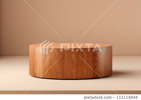 3D rendering wooden podium for product display wallpaper 113118848