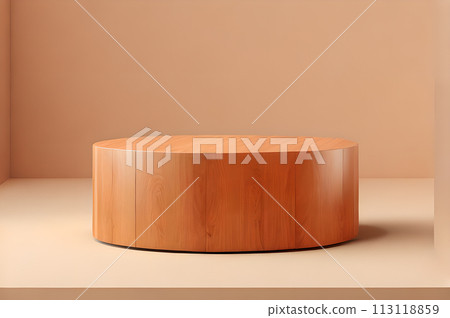 3D rendering wooden podium for product display wallpaper 113118859