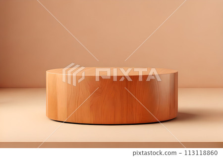 3D rendering wooden podium for product display wallpaper 113118860