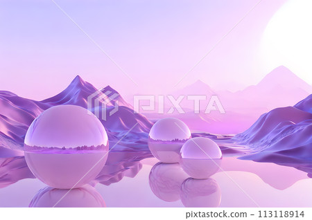 3D glow modern sphere with water landscape wallpaper 3D glow modern sphere with water landscape wallpaper 113118914