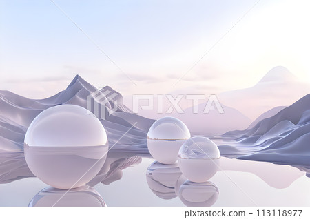 3D glow modern sphere with water landscape wallpaper 3D glow modern sphere with water landscape wallpaper 113118977