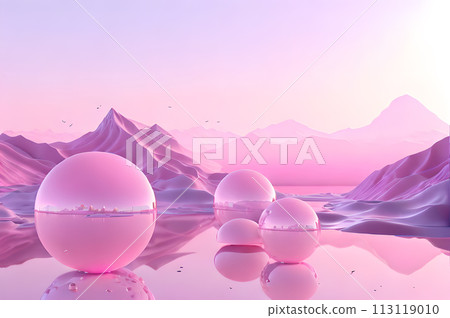 3D glow modern sphere with water landscape wallpaper 3D glow modern sphere with water landscape wallpaper 113119010