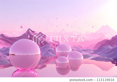 3D glow modern sphere with water landscape wallpaper 3D glow modern sphere with water landscape wallpaper 113119018