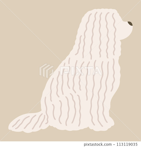 簡單可愛的插圖，可蒙多犬側身而坐。沒有主線。 113119035