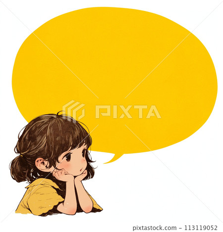 說話的女孩和講話泡泡 113119052