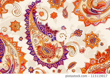 時尚圖案-橙色“AI生成圖像” 113119817