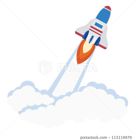 Corporate business startup image and illustration of rocket launching at high speed Corporate business startup image and illustration of rocket launching at high speed 113119970