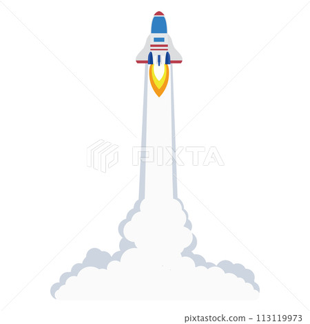Corporate business startup image and illustration of rocket launching at high speed Corporate business startup image and illustration of rocket launching at high speed 113119973
