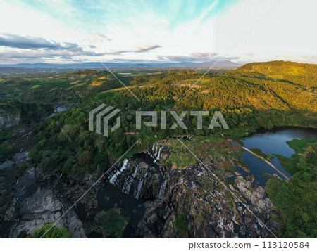 Amazing Pongour Waterfall is famous and most beautiful of fall in Vietnam. Dalat, Vietnam 113120584