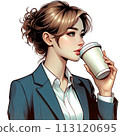 一個女人喝咖啡 113120695