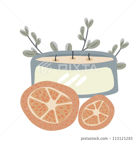 Flat design candle set with oranges Flat design candle set with oranges 113121285