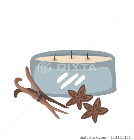 Candle flat design scented with cinnamon Candle flat design scented with cinnamon 113121301