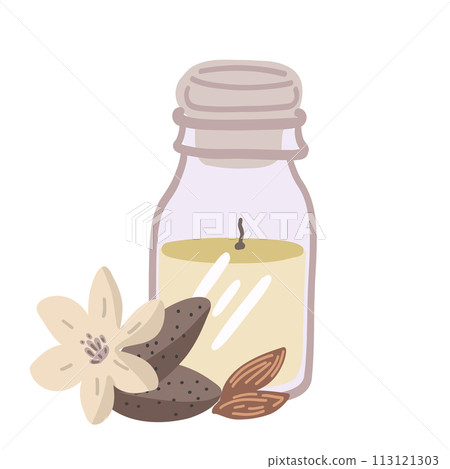 Almond flavour candle flat design set Almond flavour candle flat design set 113121303