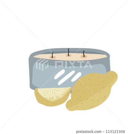 Flat design scented candle with lemon flavor 113121308