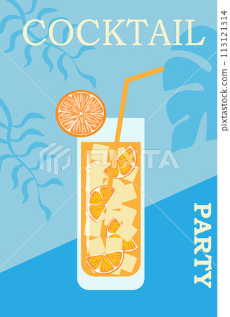 A set of cocktails and drinks in different glasses according to the menu. Alcoholic drinks. Vector illustration. 113121314