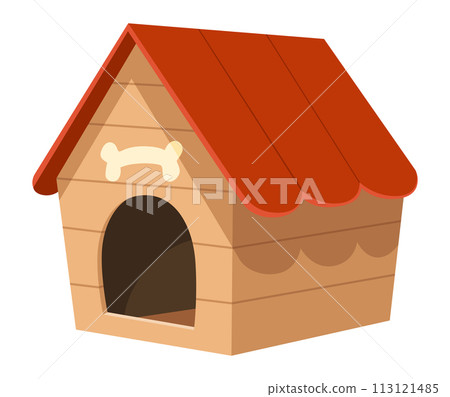 Dog accessory shop icon. Dog House. Petshop supermarket. Pet accessory. Vector illustration in flat style clip art Dog accessory shop icon. Dog House. Petshop supermarket. Pet accessory. Vector illustration in flat style clip art 113121485