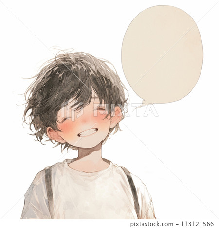 Smiling boy and speech bubble Smiling boy and speech bubble 113121566