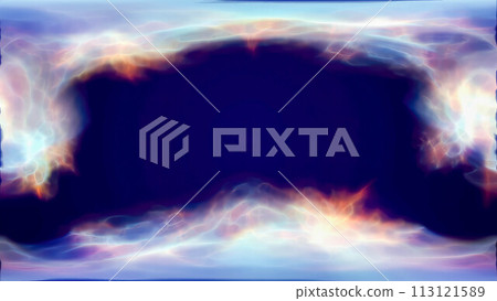 Multicolored energy magic frame made of futuristic waves and lines of liquid plasma smoke particles. Abstract background Multicolored energy magic frame made of futuristic waves and lines of liquid plasma smoke particles. Abstract background 113121589