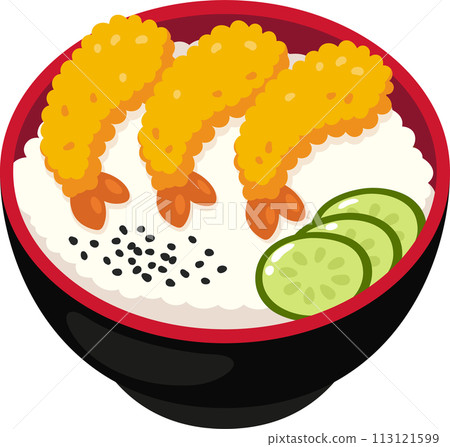 Tempura fried shrimp and rice bowl 113121599
