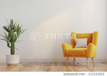 3D rendering scandinavian style living room interior mockup. 113121622