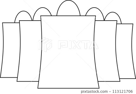 simple black and white graphic drawing of paper bags from the store, isolated element, decor simple black and white graphic drawing of paper bags from the store, isolated element, decor 113121706
