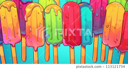 Colorful ice lolly as background or texture Colorful ice lolly as background or texture 113121734