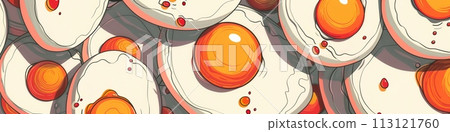 Cartoon bulls eye egg as background or texture Cartoon bulls eye egg as background or texture 113121760