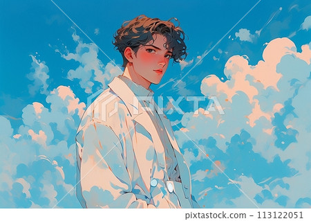 young man in white coat 113122051