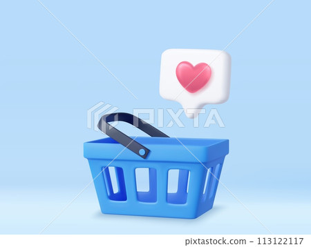 3d shopping cart and heart sign 3d shopping cart and heart sign 113122117