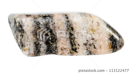 tumbled gneiss mineral isolated on white 113122477