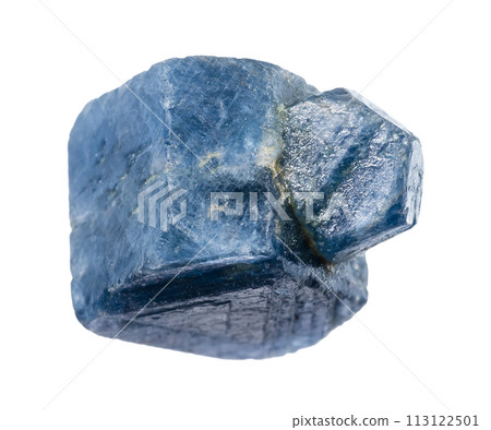 uncut blue sapphire crystal with branch isolated 113122501