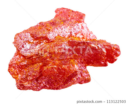 unpolished realgar mineral isolated on white unpolished realgar mineral isolated on white 113122503