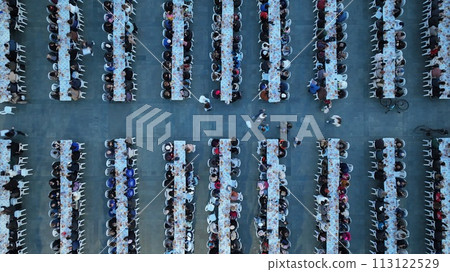 Muslims having iftar together during Ramadan 113122529