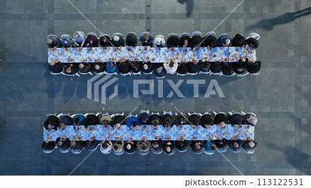 Muslims having iftar together during Ramadan 113122531