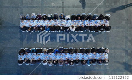 Muslims having iftar together during Ramadan 113122532