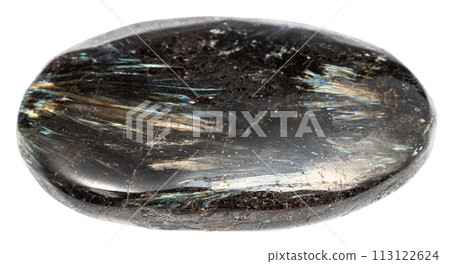 polished nuummite mineral isolated on white 113122624